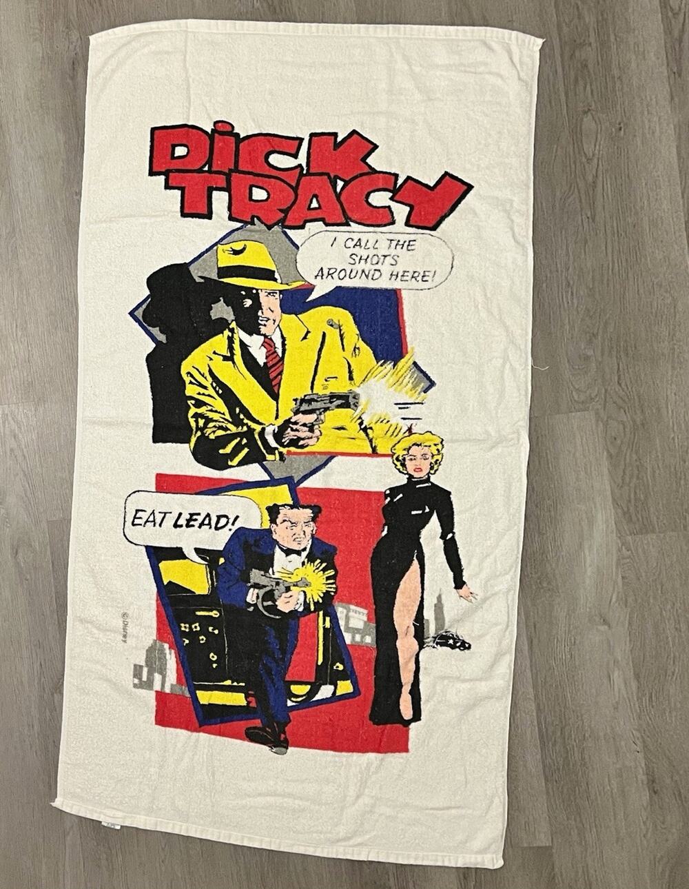 Vintage 1990 Disney Dick Tracy Beach Towel Franco Eat Lead Madonna Movie 55”